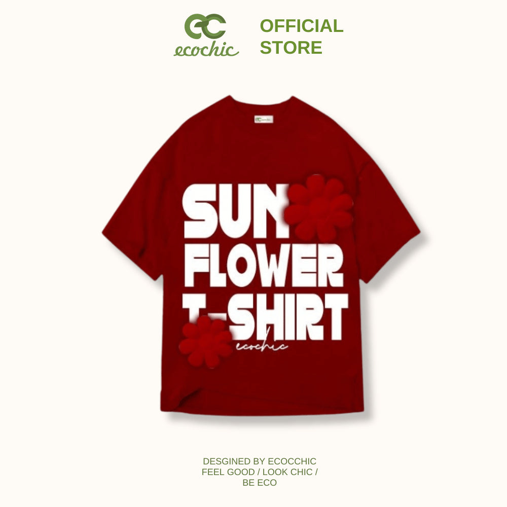 ECOCHIC SUNFLOWER TEE ESSENTIALS Local Brand Genuine Unisex Loose Form Oversize Premium Cotton 100% B035 