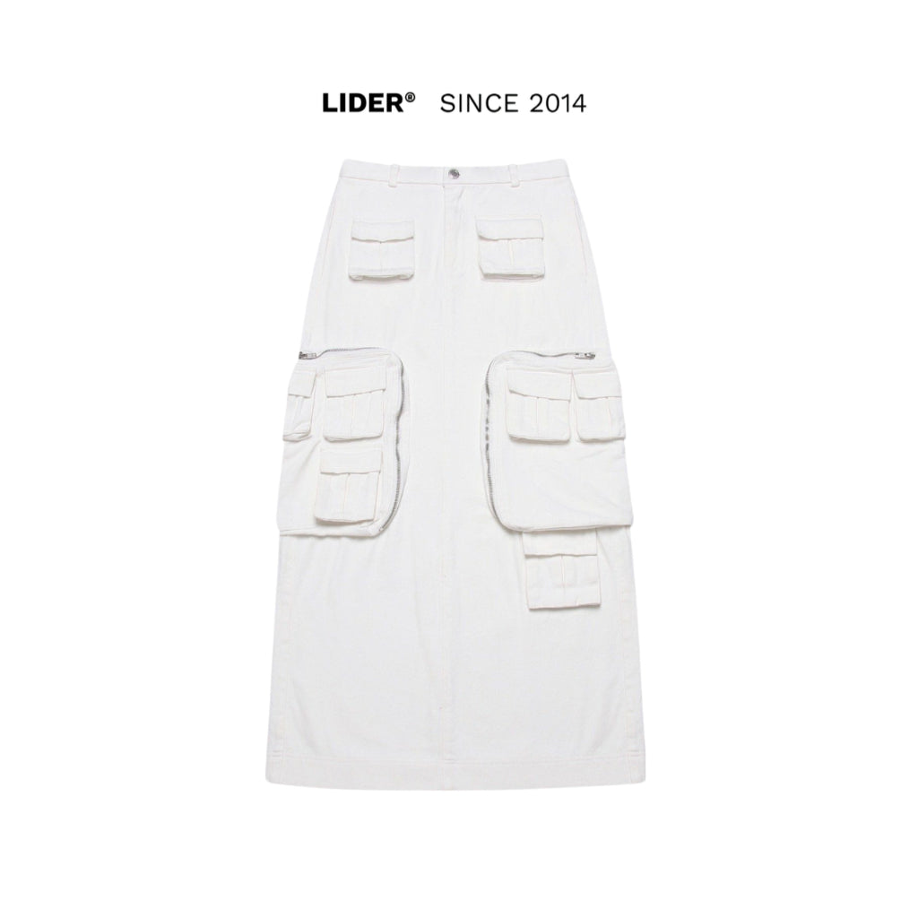 UNISEX LIDER KENNEDY CARGO DENIM SKIRT - Black/White