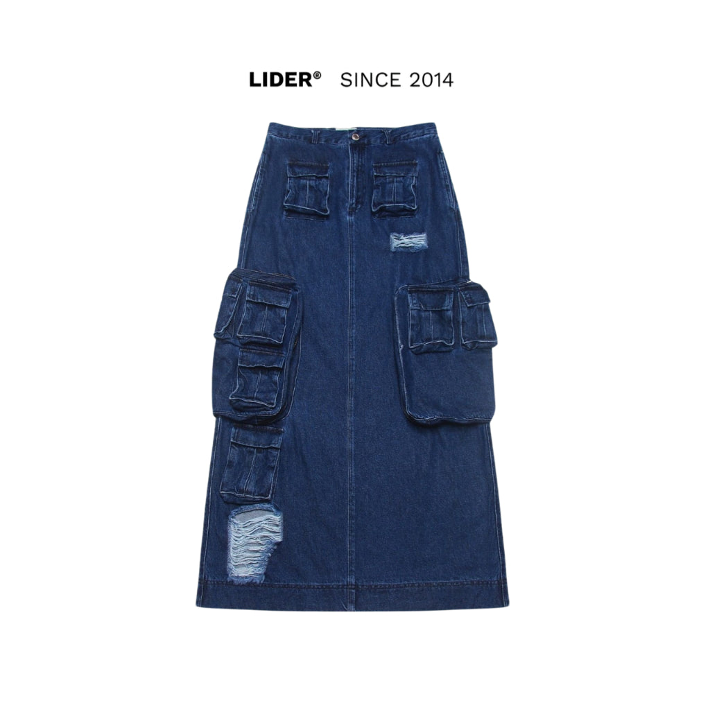 CHÂN VÁY JEANS LIDER KENNEDY CARGO DENIM SKIRT - Dark Blue