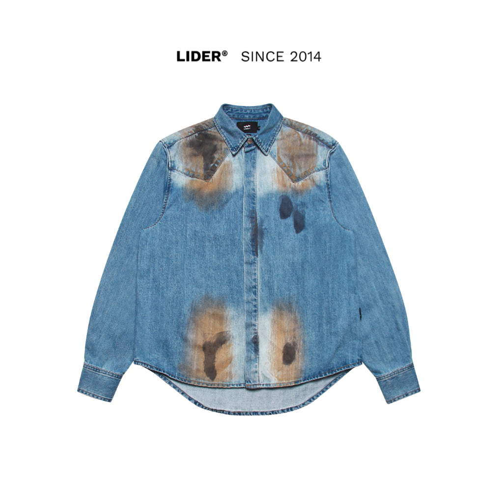 Áo Sơ Mi Denim Unisex Wash Loang LIDER UNEARTHED WASHED DENIM SHIRT