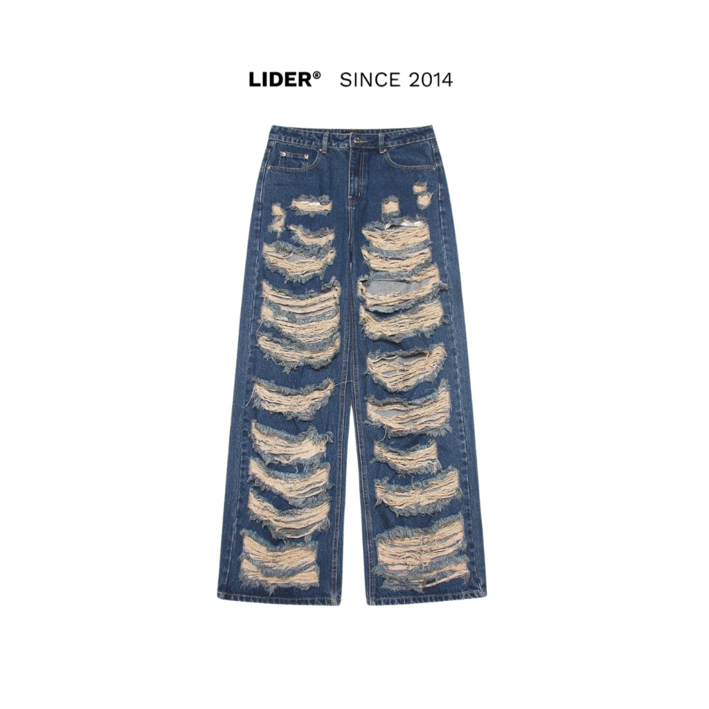 UNISEX LIDER CHADDIE OVER-RIPPED JEANS - Dark Blue