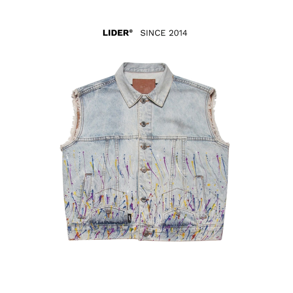 Áo Gilet Jeans LIDER ISAAC SPLATTER DENIM GILET