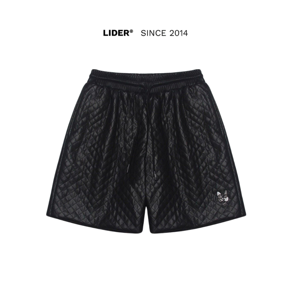 UNISEX LIDER LEATHER SHORTS HOT MEOW QUILTED SHORTS