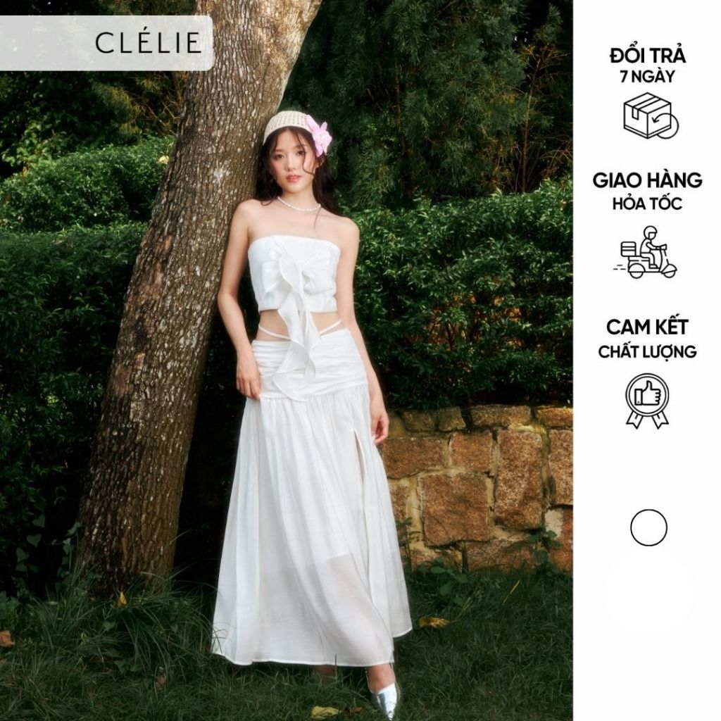 Set of tube top with 2 straps and long skirt with slit and straps | KRIXI SET - CLÉLIE