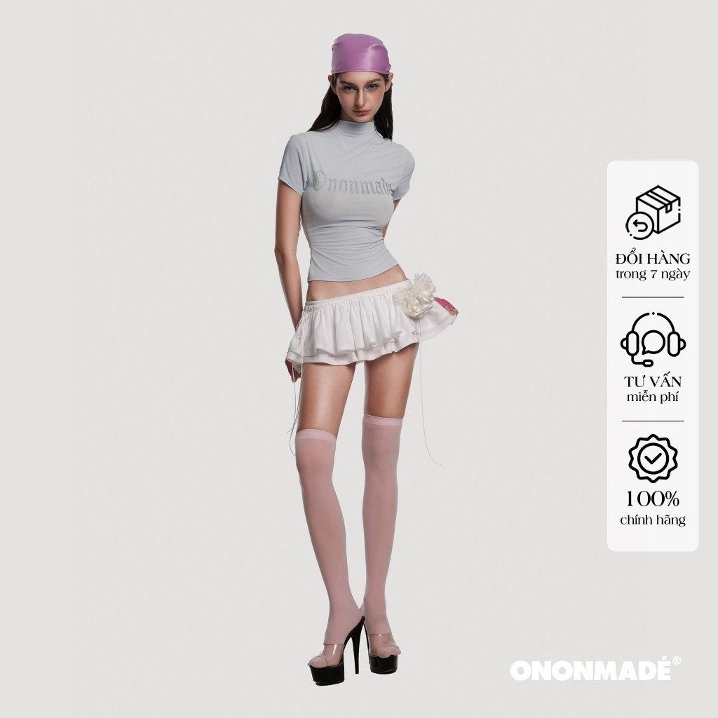 ONONMADE Blue Stone T-shirt, Short Flared Skirt (no underwear) Jena Set (Retail Available).