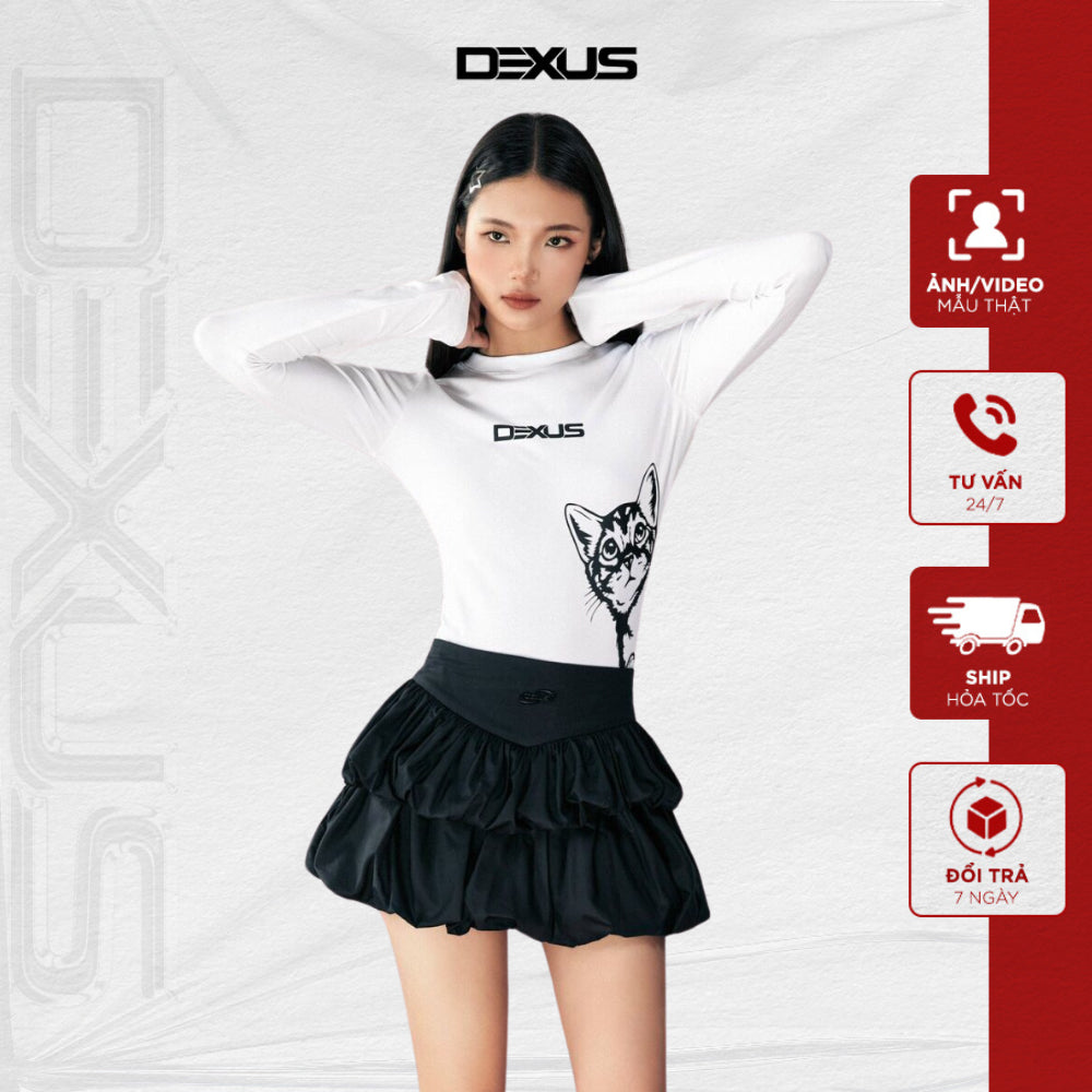 Women's Long-Sleeved Body T-Shirt FLYING CAT WITH DEXUS_DXA140204