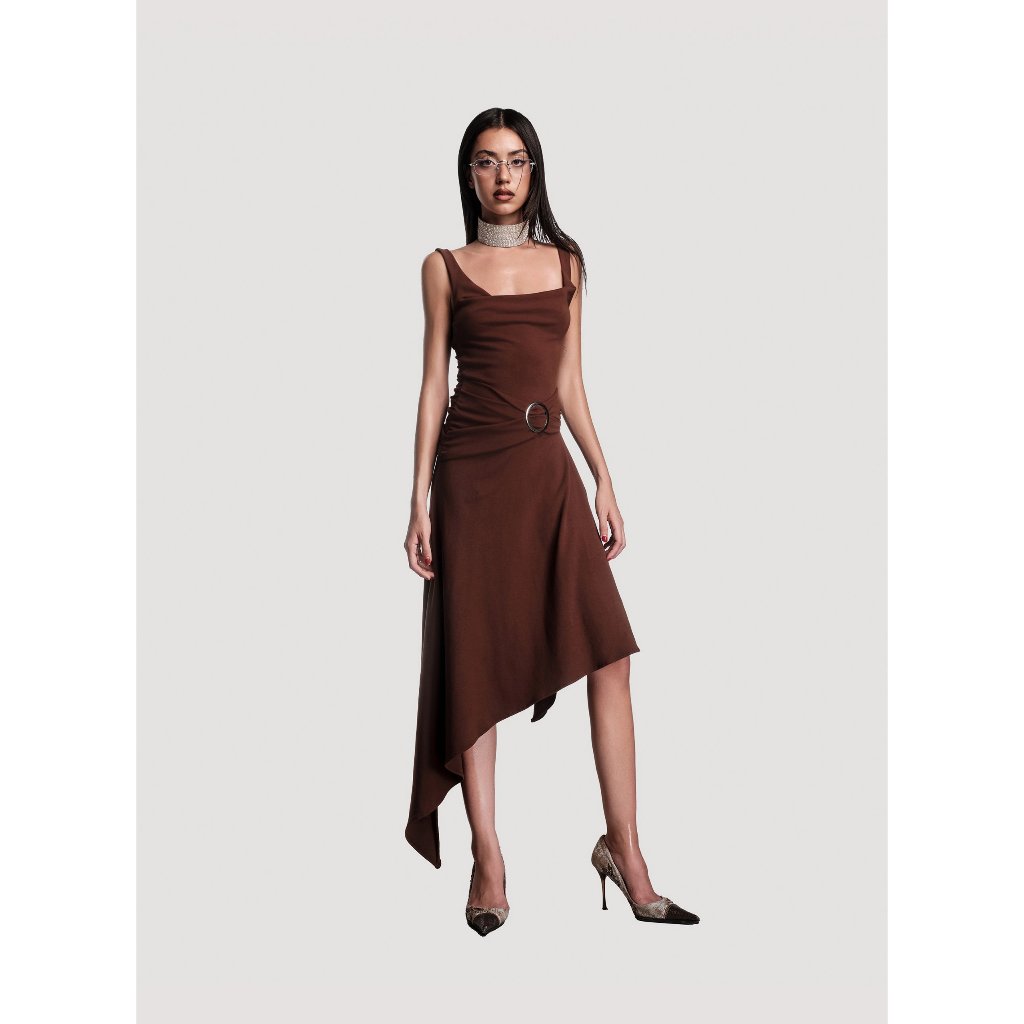 ONONMADE Váy Đầm Dài Maxi Cổ Ngang Nâu Choco Ivy Midi Dress