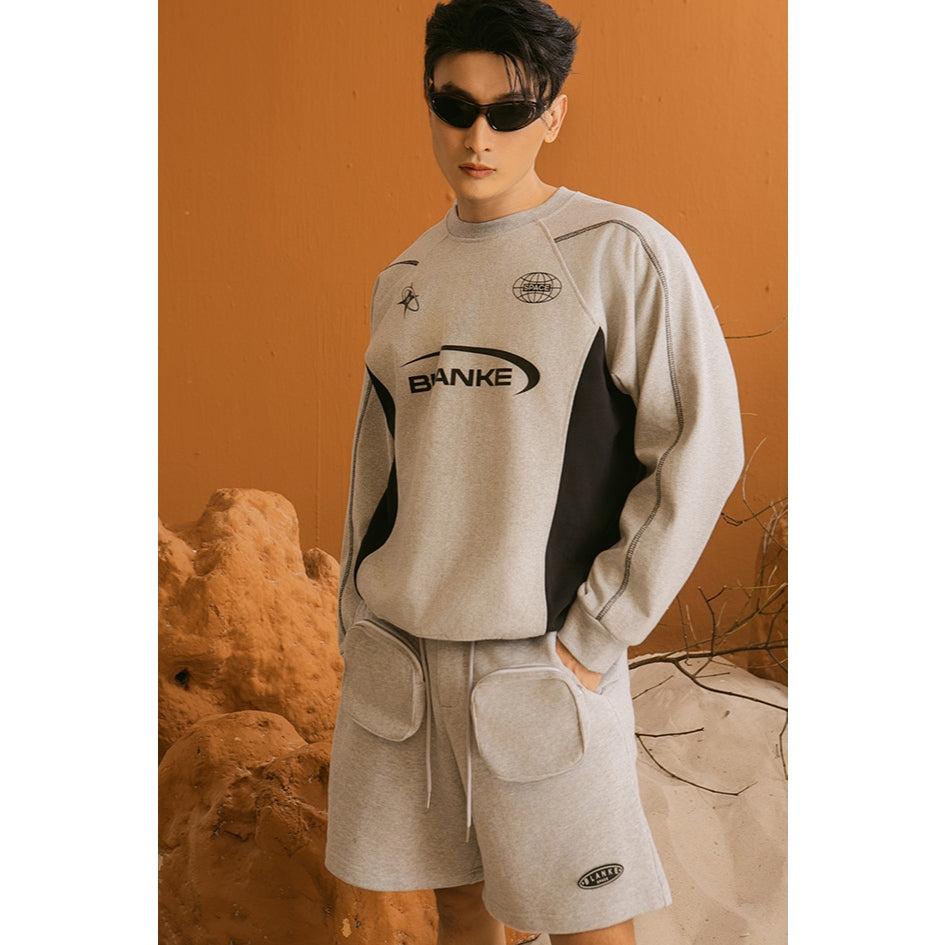 BLANKESPACE Áo Sweater Tubero Tay Dài Nỉ Chân Cua Màu Xám Nam Nữ Unisex