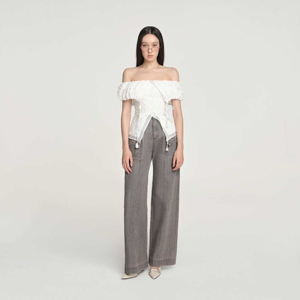 DEAR JOSÉ - White organza off-the-shoulder ORIZURU blouse