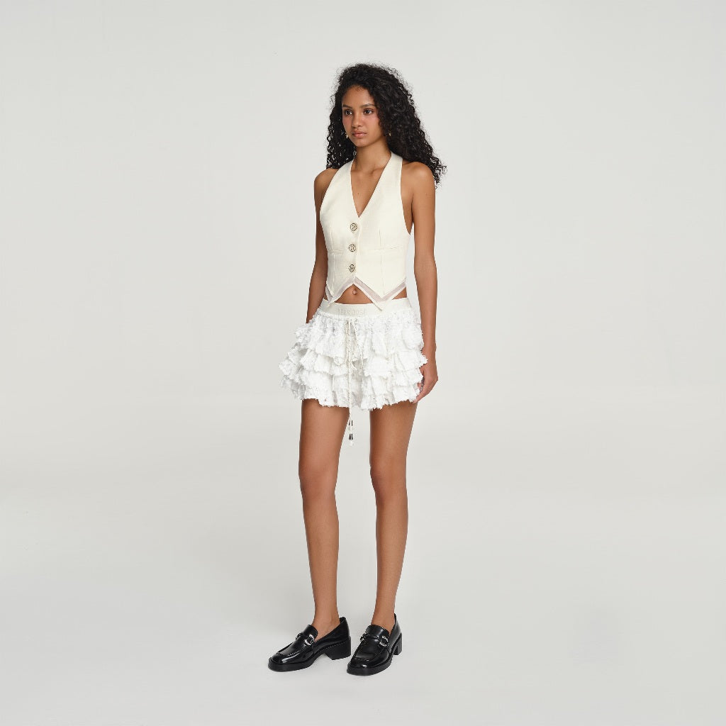 DEAR JOSÉ - TSUNAMI short skirt in white poly fabric