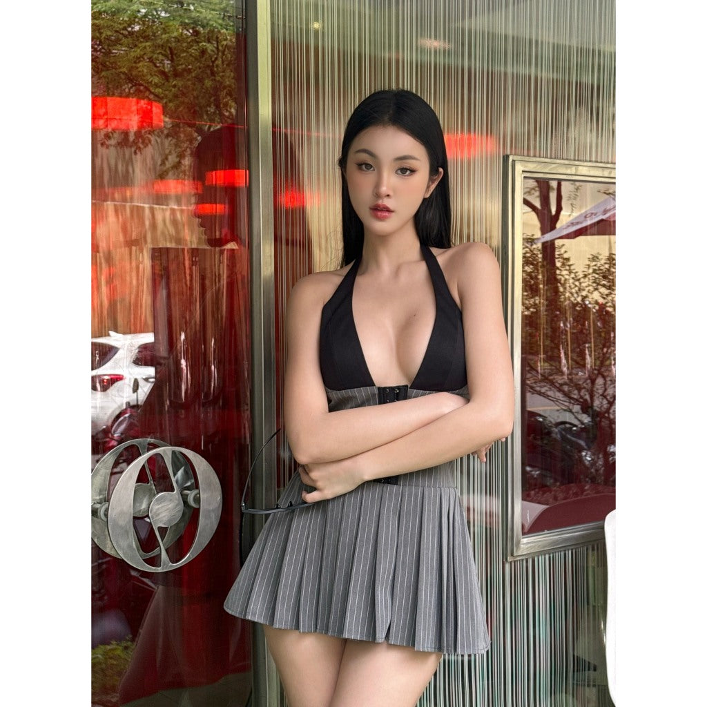 ONONMADE Váy Đầm Mùa Hè Kẻ Sọc Xếp Ly EverLy Mini Dress.