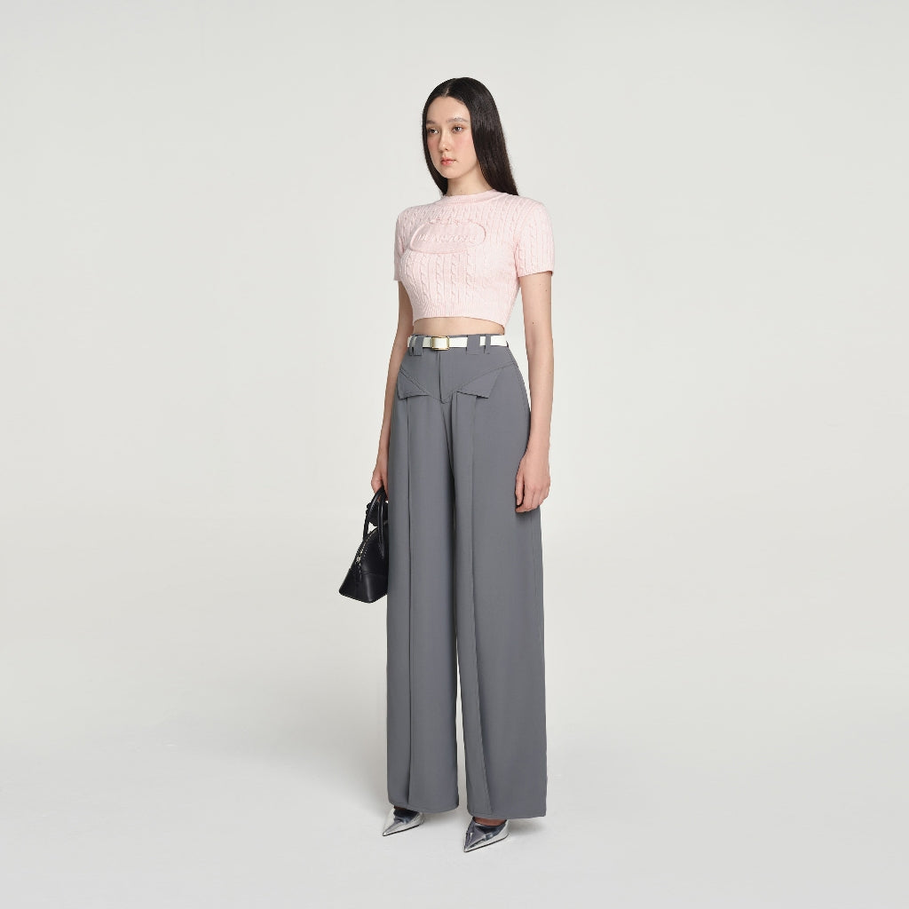 DEAR JOSÉ - ORIZURU CREPE wide-leg trousers in gray chino