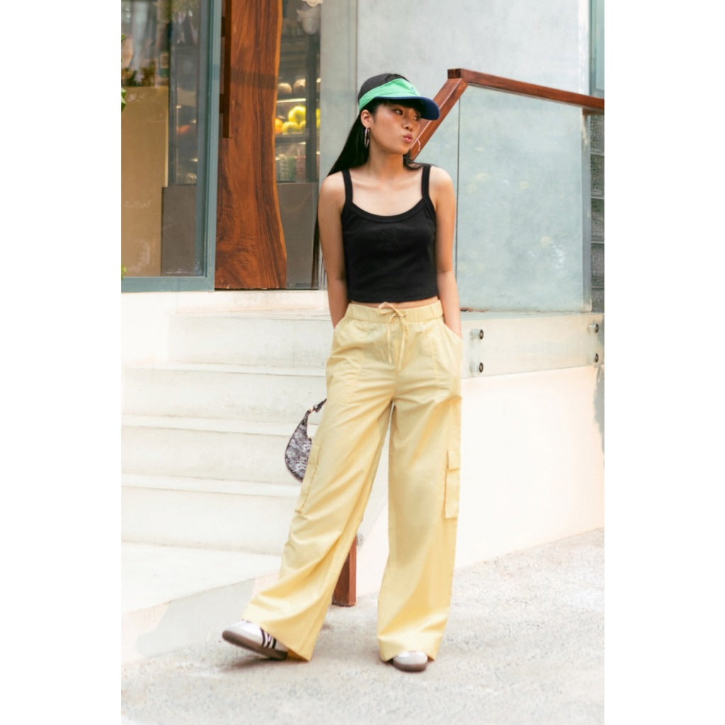 LIBÉ WORKSHOP - Light yellow parachute pocket pants