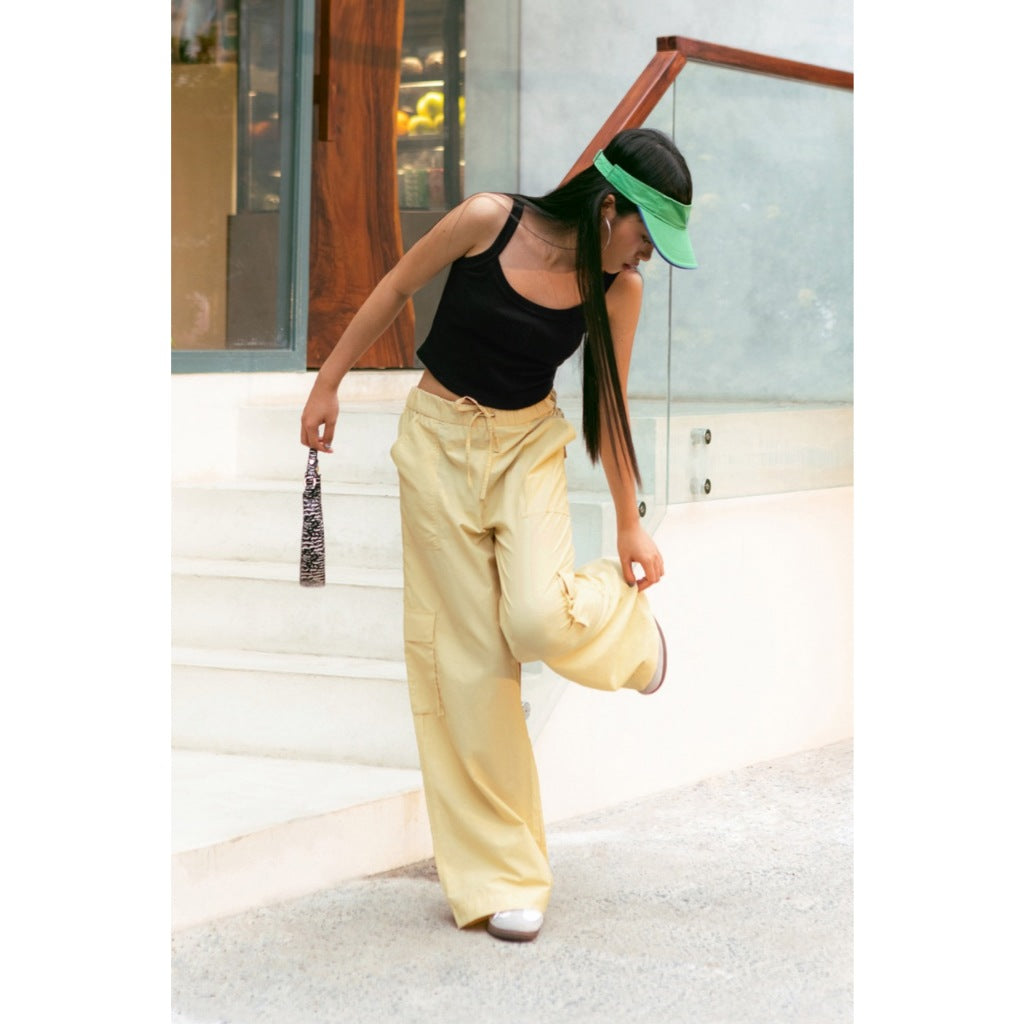 LIBÉ WORKSHOP - Light yellow parachute pocket pants