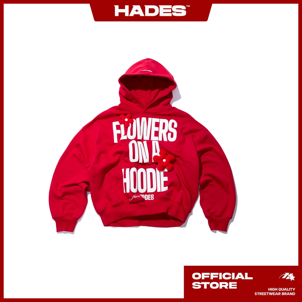 HADES FLEURS RED HOODIE UNISEX COTTON HOODIE - GENUINE HADES BRAND