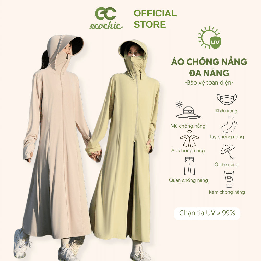 ECOCHIC Women's Full Body Sun Protection Shirt High Quality Super Light Material Anti-UV UPF50+ Stretchy Cool B042 F977 