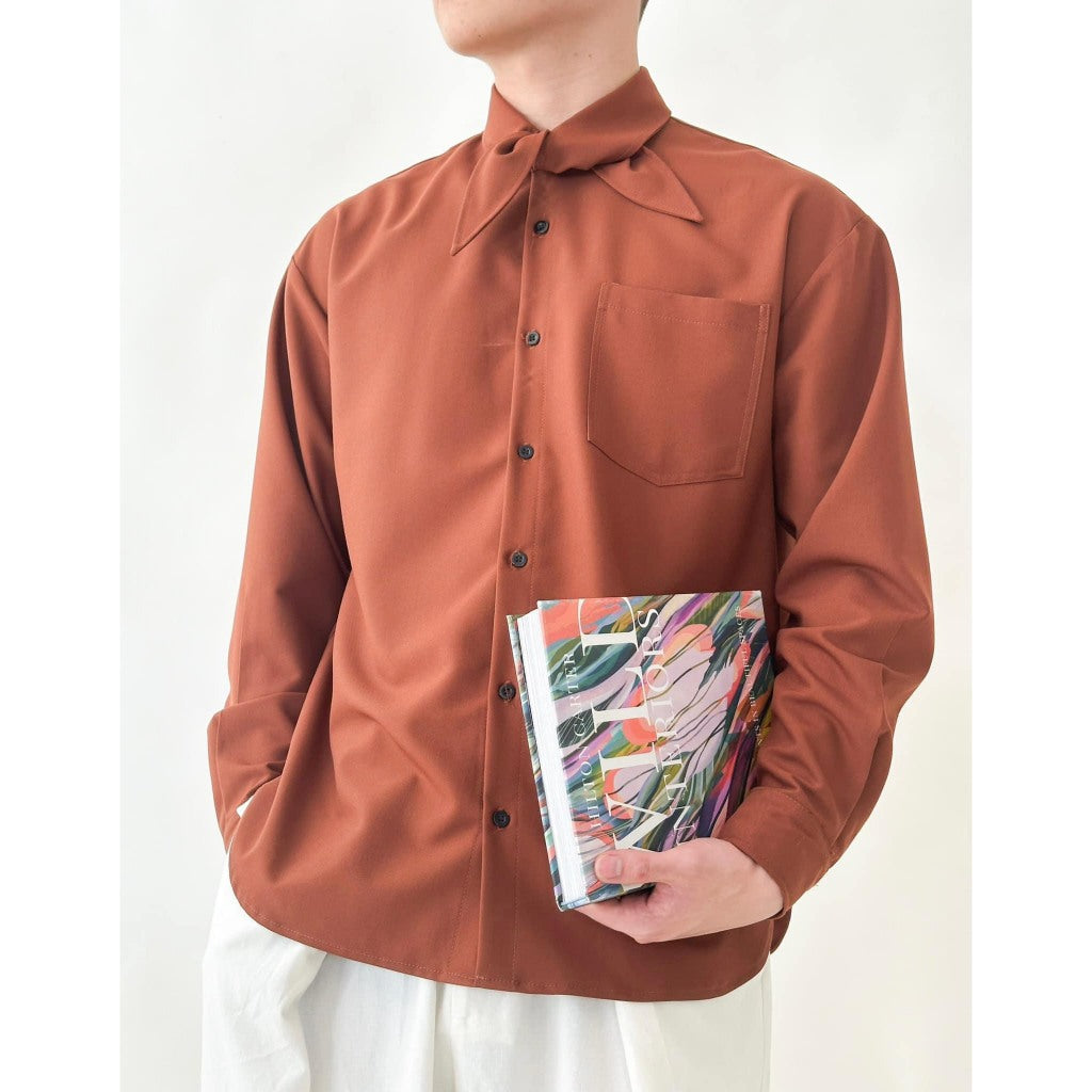 BLANKESPACE Áo Sơmi Tay Dài Brown Rabbit Shirt Vải Cotton Sợi Chéo Không Nhăn Thời Trang Nam Nữ Unisex