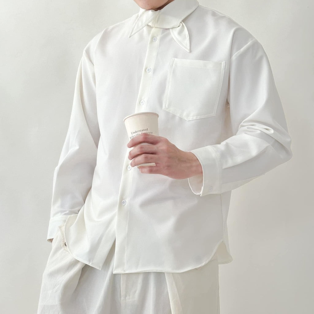 BLANKESPACE Áo Sơ Mi Tay Dài White Rabbit Shirt Form Rộng Vải Cotton Sợi Chéo Thời Trang Nam Nữ Unisex