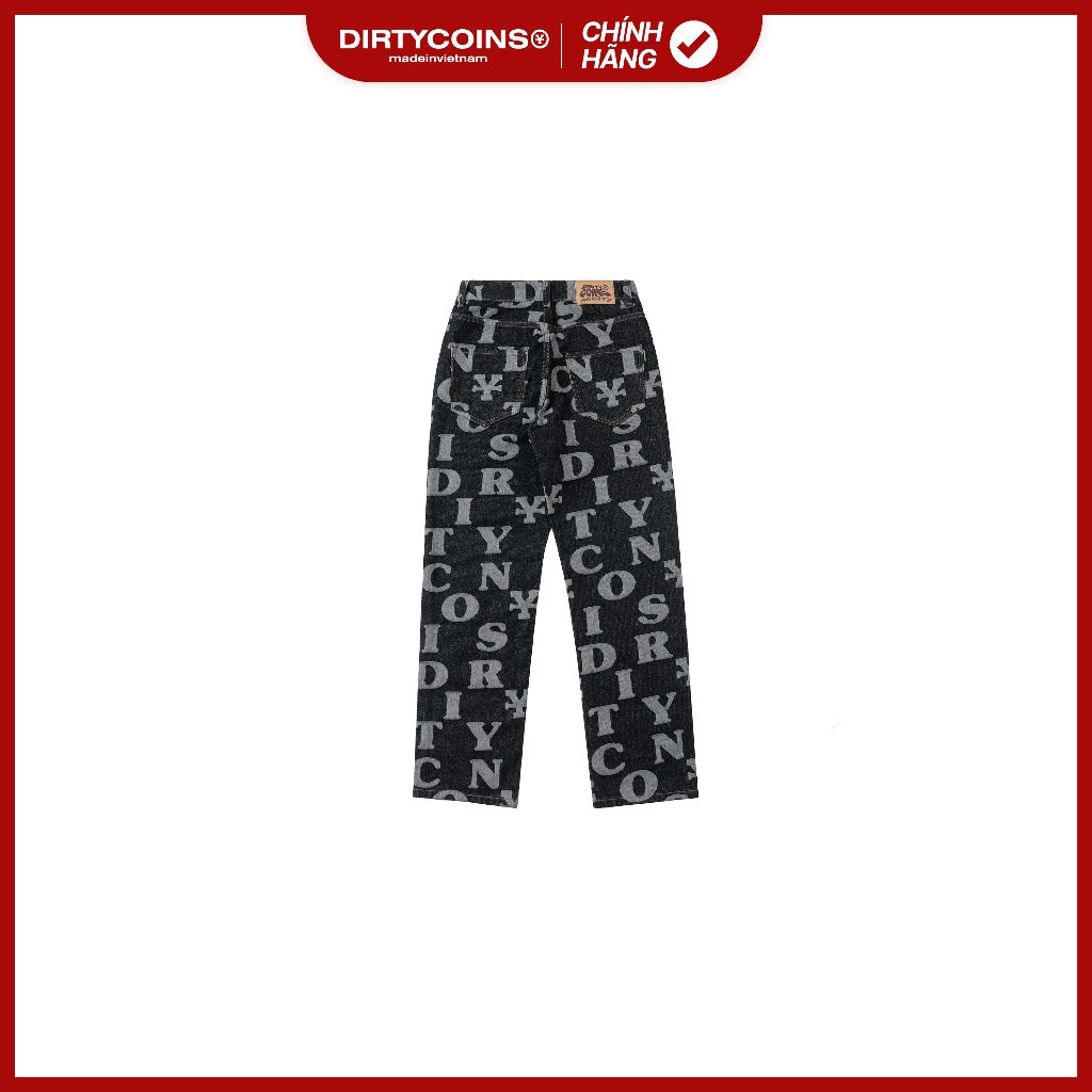 DirtyCoins Denim Letter Monogram Pants - Black