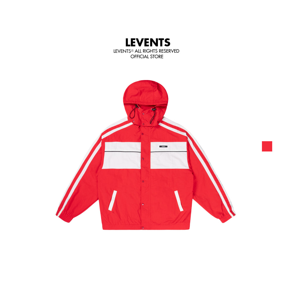 Levents Classic 2Tone Wrinkle Nylon Hood Jacket/ Red