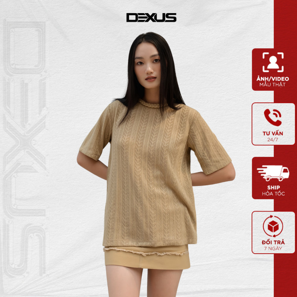 AURORA TOP_DXA150036 Women's Casual Short Sleeve T-shirt, Soft and Cool Knitted