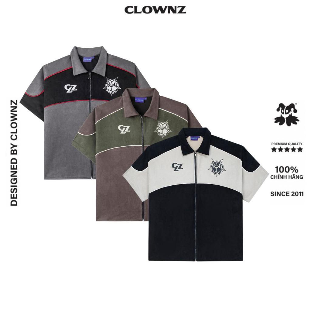 Áo sơ mi boxy ngắn tay local brand ClownZ Suede Block Shirt vải da lộn style gothic unisex nam nữ