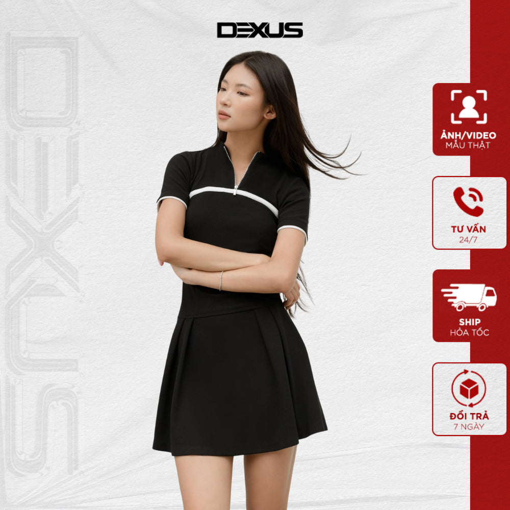 Đầm/ váy đen ôm xòe nữ   phong cách basic thanh lịch ROSIE DRESS_DXV150016