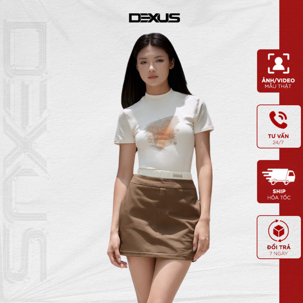 Women's short-sleeved T-shirt with unique prints, slim fit, extremely flattering GLOSSY SHIRT_DXA120560