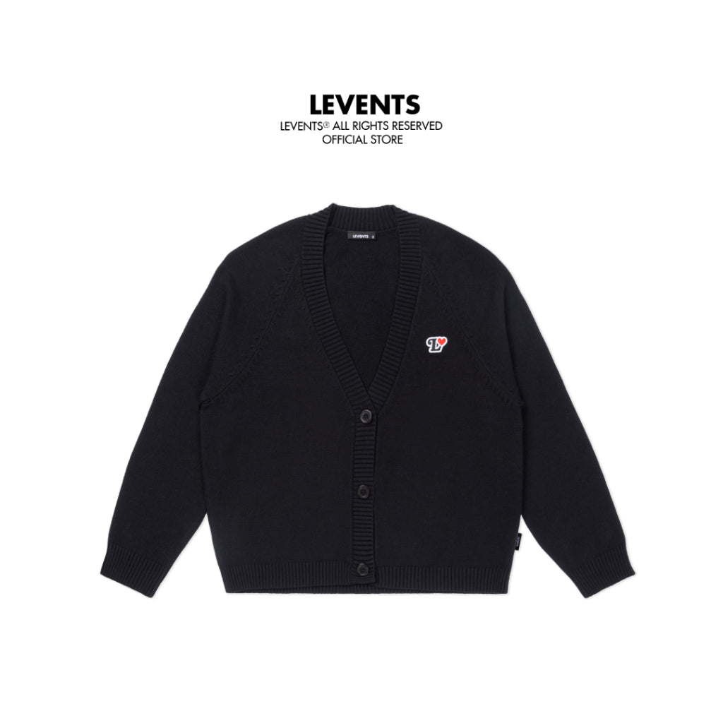 Levents Heart Knit Wool Cardigan/ Black