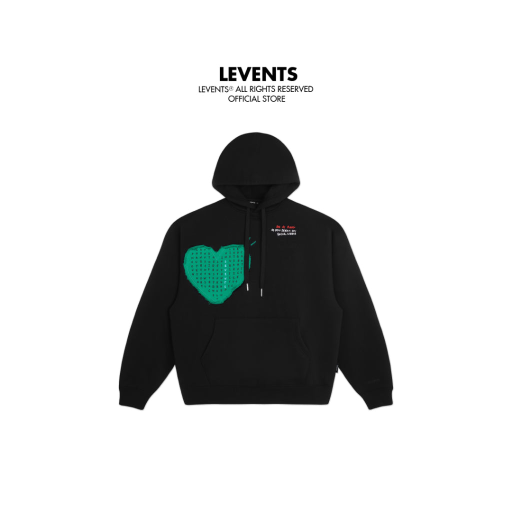 Hoodie Levents Green Heart/ Black