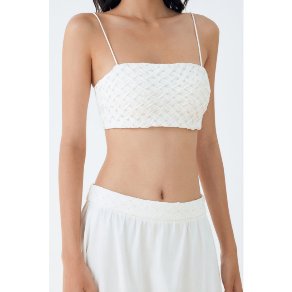 MONO TALK smocking crop top with chest padding and elastic back MCS24S - T20007TK