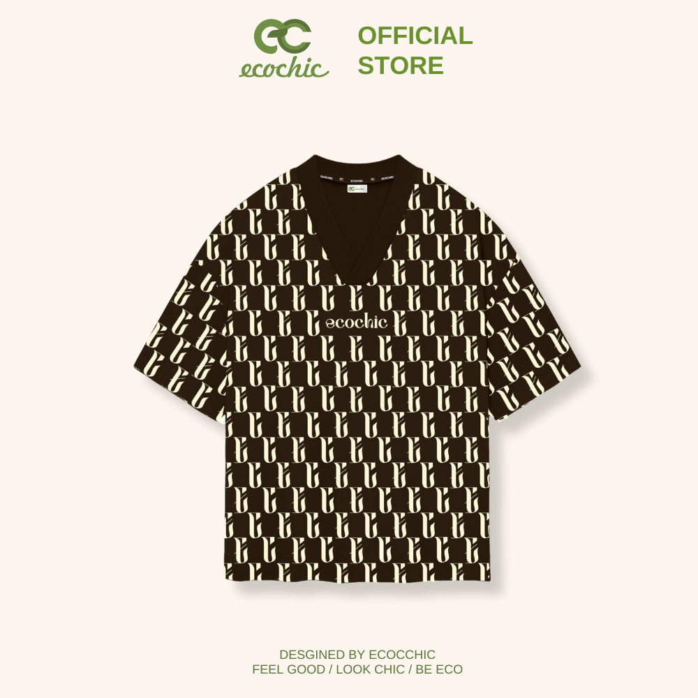 ECOCHIC EC MONOGRAM TEE ESSENTIALS Local Brand Genuine Unisex Loose Form Oversize Premium Cotton 100% B033