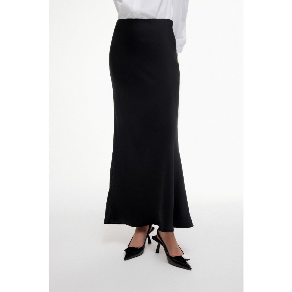 MONO TALK American silk midi skirt with high-quality silk lining, slightly flared A-line silhouette MCS23W-B10009TK