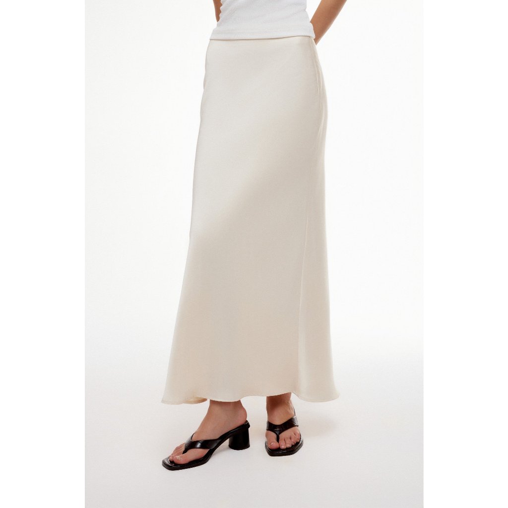 MONO TALK American silk midi skirt with high-quality silk lining, slightly flared A-line silhouette MCS23W-B10009TK