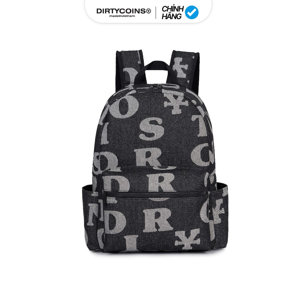 DirtyCoins Letters Monogram Denim Backpack - Black