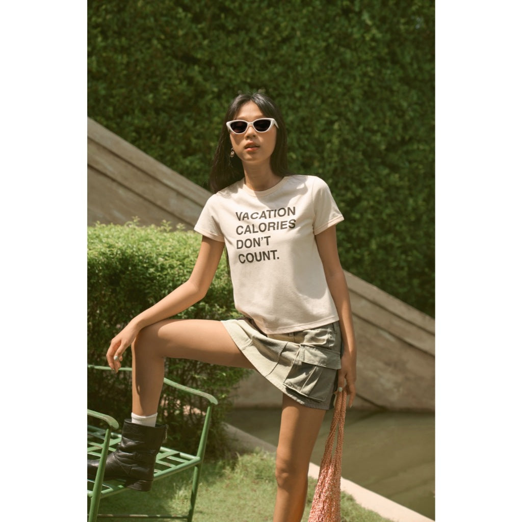 LIBÉ WORKSHOP - Baby tee shirt with letter print and cream yellow border