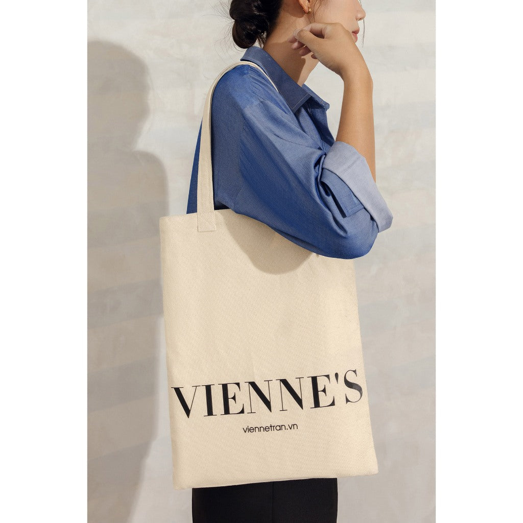 VIEN TRAN Women's Canvas Tote Bag, Simple Letter Printed Rectangular Canvas Handbag V6AB24Q003