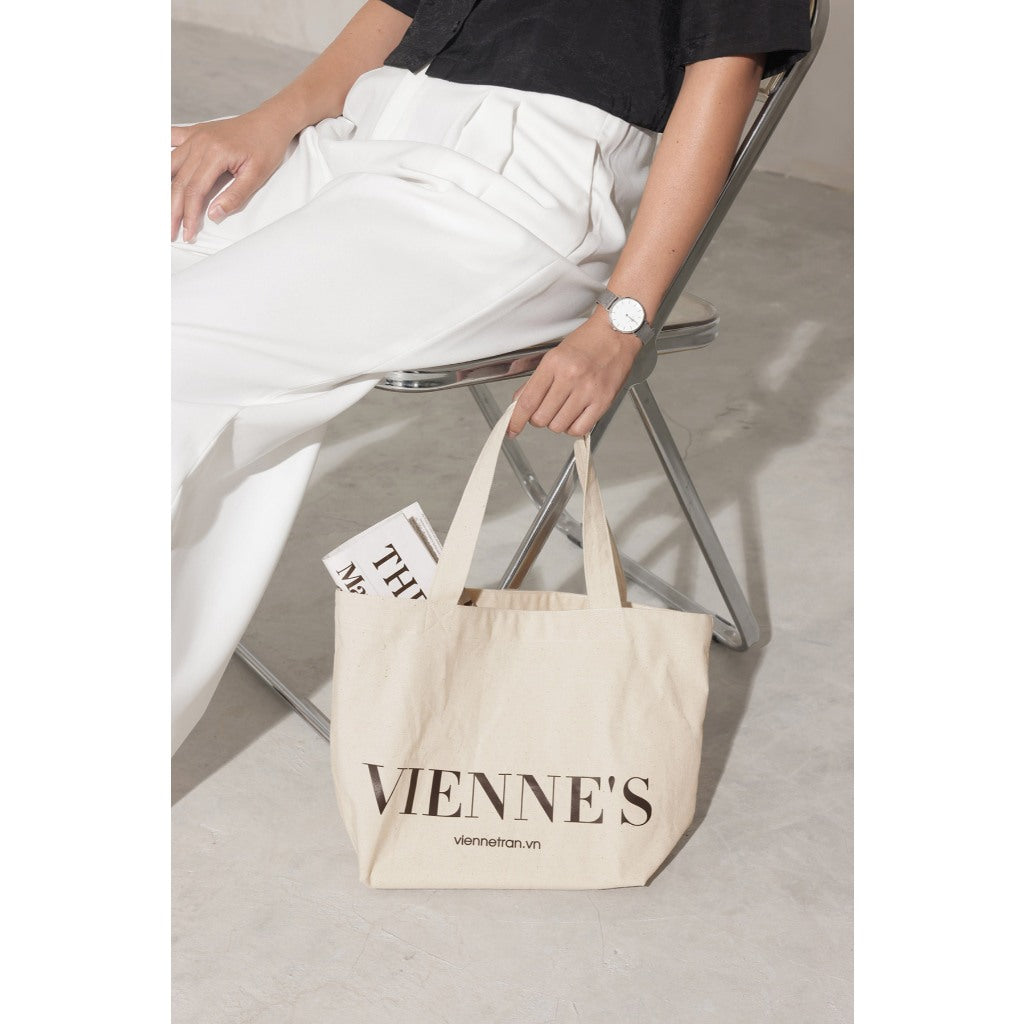 Simple Letter Printed Horizontal Women's Canvas Handbag, Women's Canvas Tote Bag VIEN TRAN V6AB24Q002