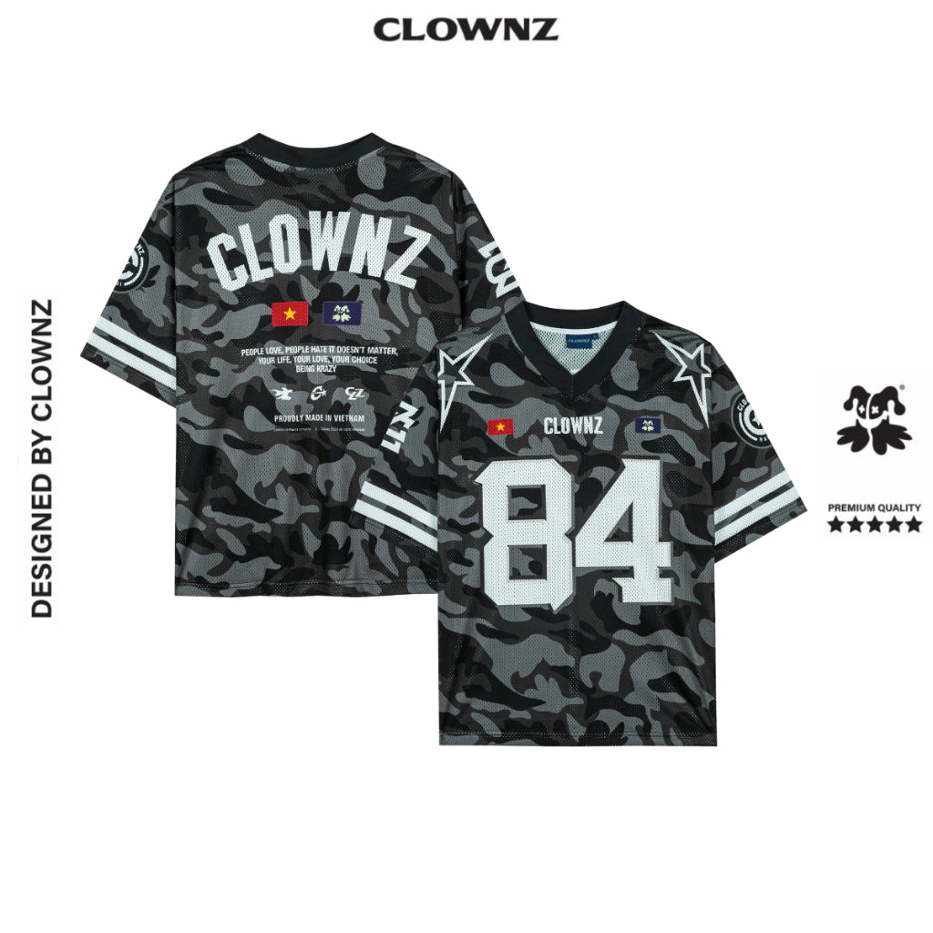 Áo phông ClownZ 84 Camo Jersey áo đẹp tay lỡ cổ tròn vải mesh cao cấp áo thun nam nữ unisex