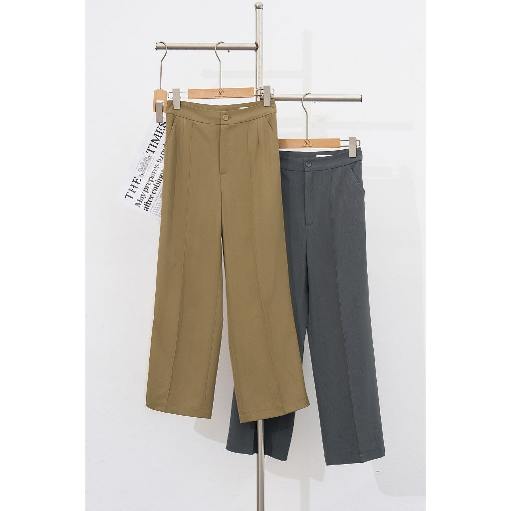 Straight-Leg Pants Office Women's Canvas Pants Basic Color Easy to Coordinate Clothes VIENNE TRAN V64T24Q002