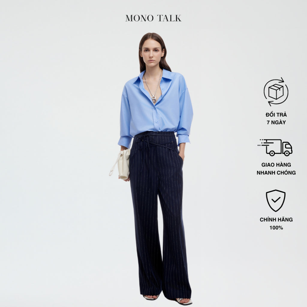 MONO TALK loose-fitting trousers made of tweed and criss-cross lace MOF24S-B30004TK