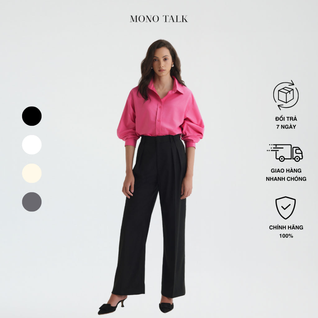 MONOTALK high-waisted straight-leg trousers with pleated waistband MFOT23W-B30001FT