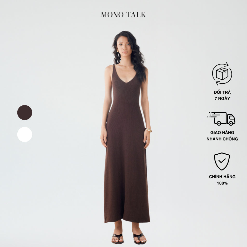 MONO TALK two-piece wool dress with stylized twisted V-neck strap made of synthetic wool MCS24S-O10008TK