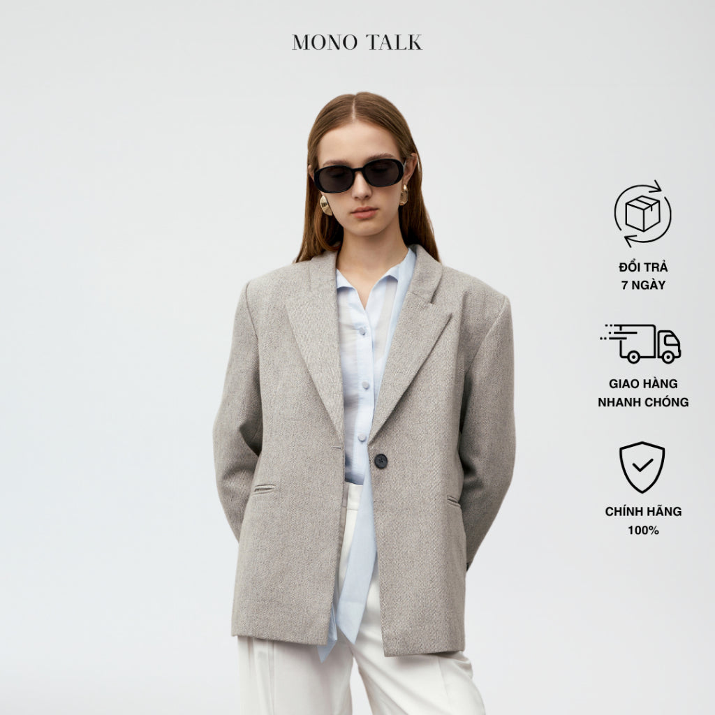 MONO TALK high quality boxy blazer with 1 button, shoulder length, collar design MOF23S-T40006TK