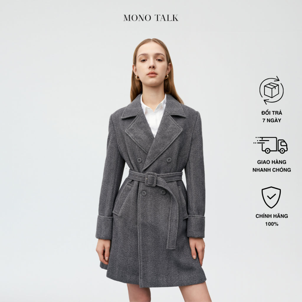 MONO TALK medium-sized jacket with lapel collar and belt buckle MOF23W-T70026TK