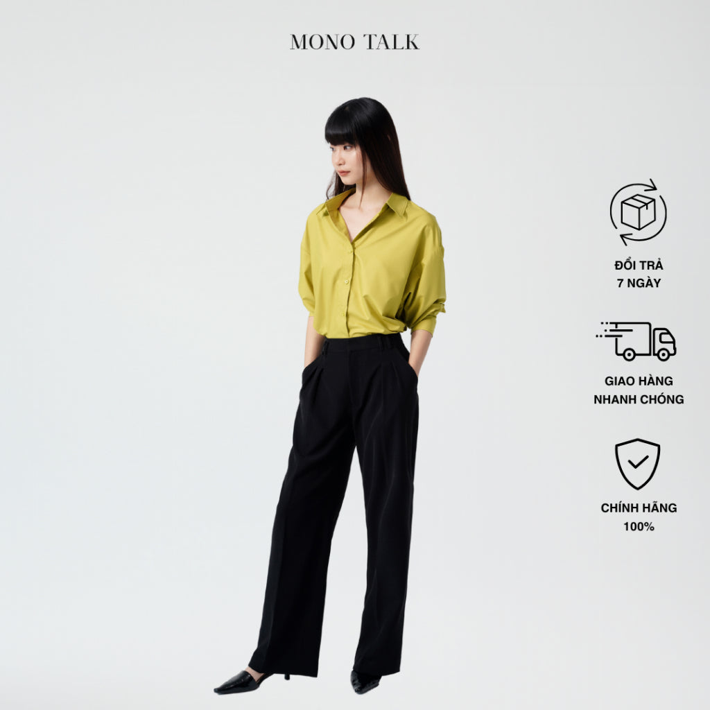 MONOTALK high-waisted tweed pants with pleated waistband MFOT23S-B30002FT