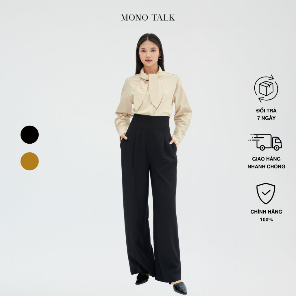 MONO TALK High Waist Wide Leg Pants Super Wide Leg Waist Flared Pants Polyester B30001TK