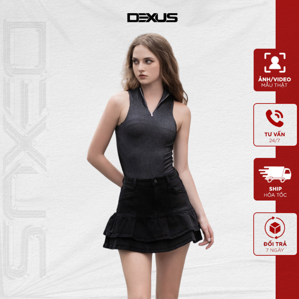 Women's tank top with tight body shape and zipper combination, super cool KIO TANK TOP_DXA150046