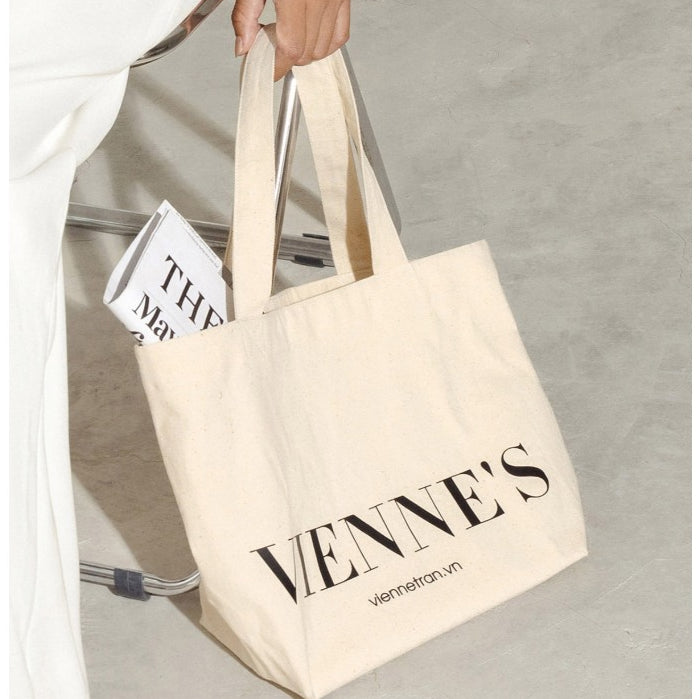 Simple Letter Printed Horizontal Women's Canvas Handbag, Women's Canvas Tote Bag VIEN TRAN V6AB24Q002