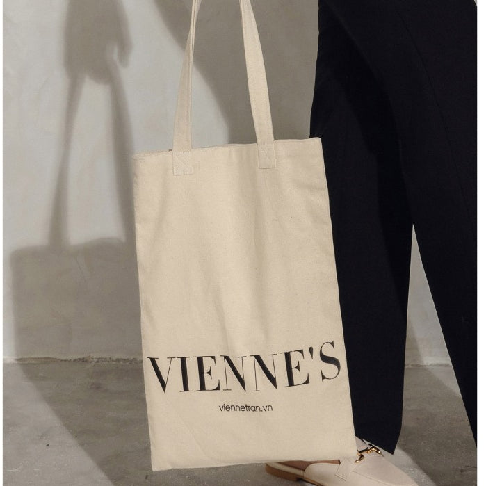 VIEN TRAN Women's Canvas Tote Bag, Simple Letter Printed Rectangular Canvas Handbag V6AB24Q003